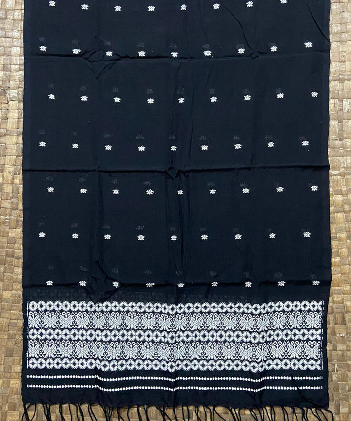 Black white handloom cotton assam stole