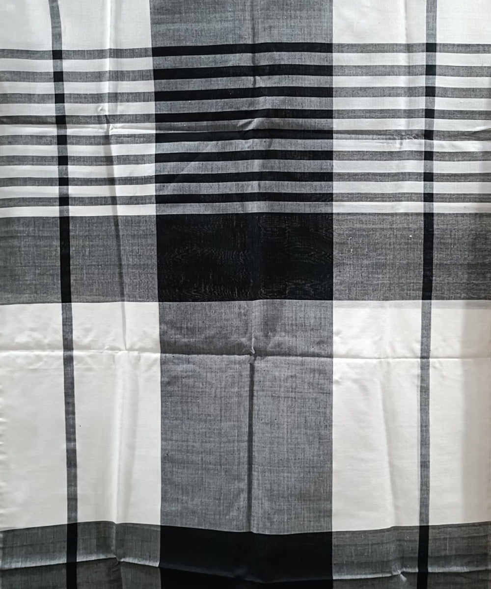 White black checked handloom cotton assam stole