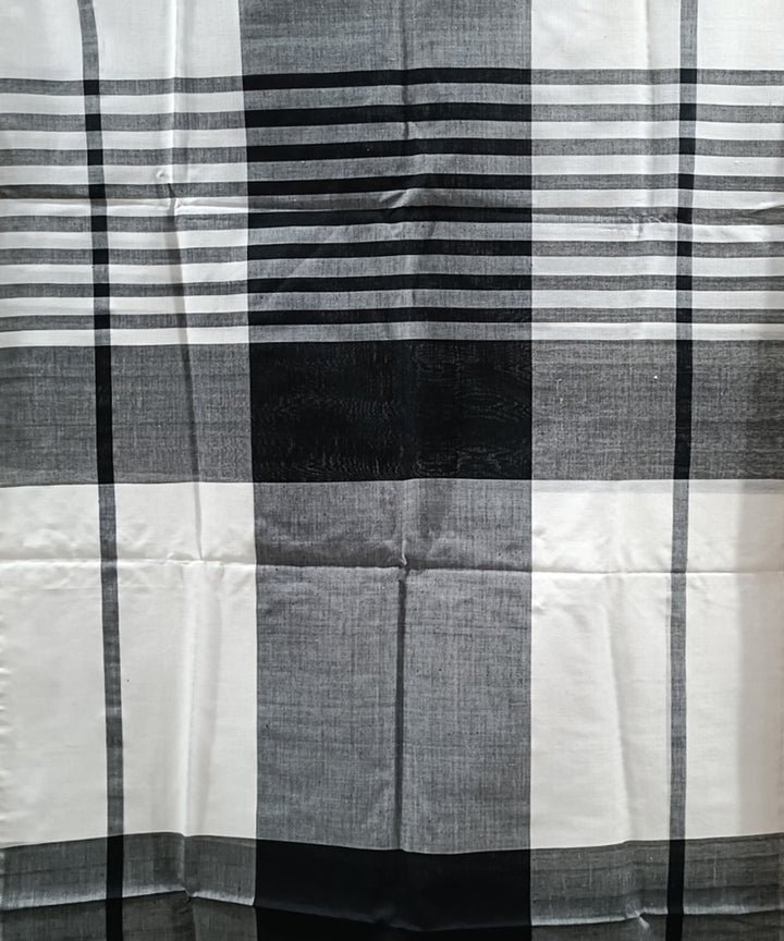 White black checked handloom cotton assam stole