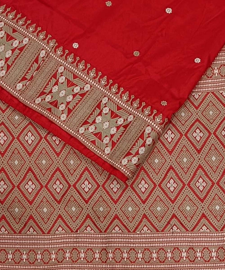 Red grey silk handloom assam saree