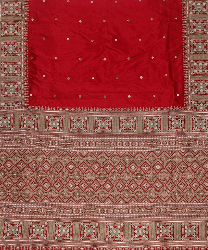 Red grey silk handloom assam saree