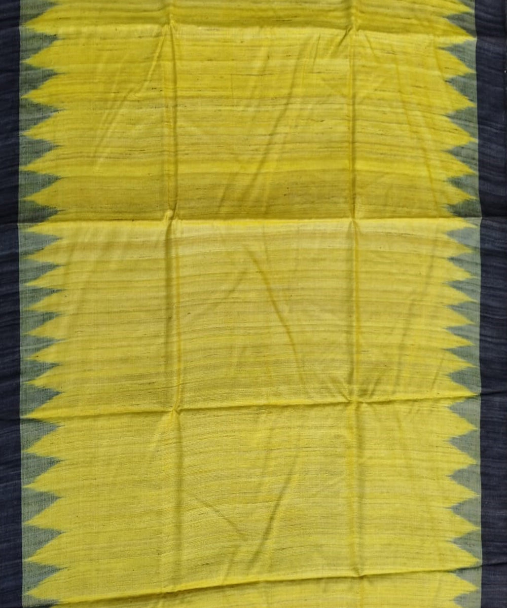 Yellow black gopalpur tussar silk handloom saree
