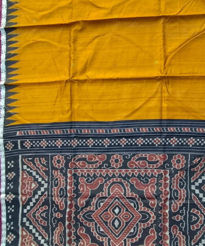 Yellow black tussar silk handloom gopalpur saree