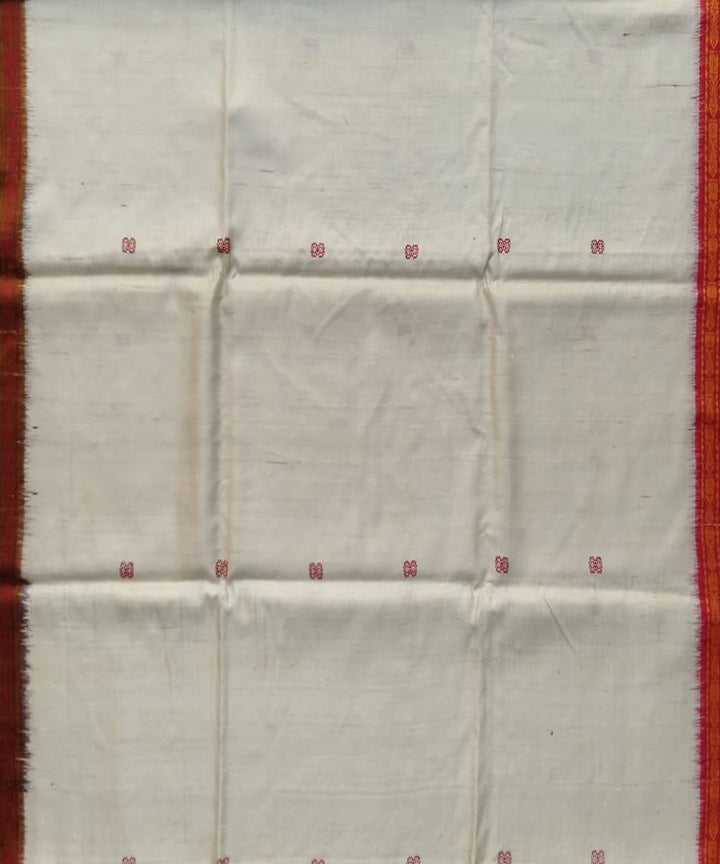 Offwhite red tussar silk gopalpur handloom saree