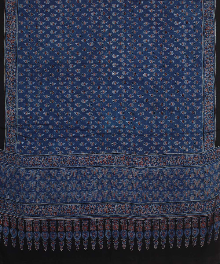 Indigo red hand printed modal silk ajrakh dupatta