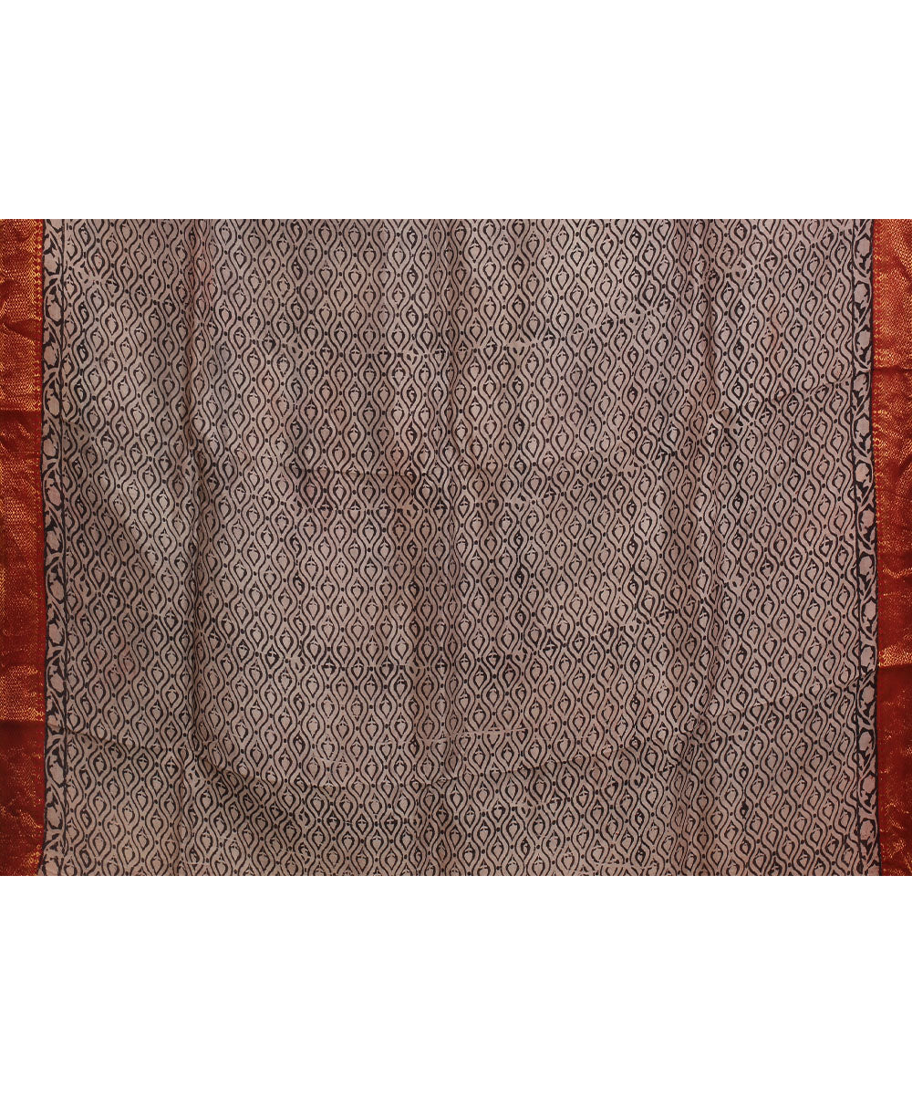 Multicolor silk hand block printed kalamkari saree