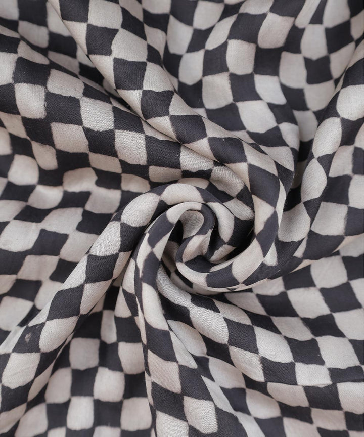 TGL Black white hand block printed modal fabric