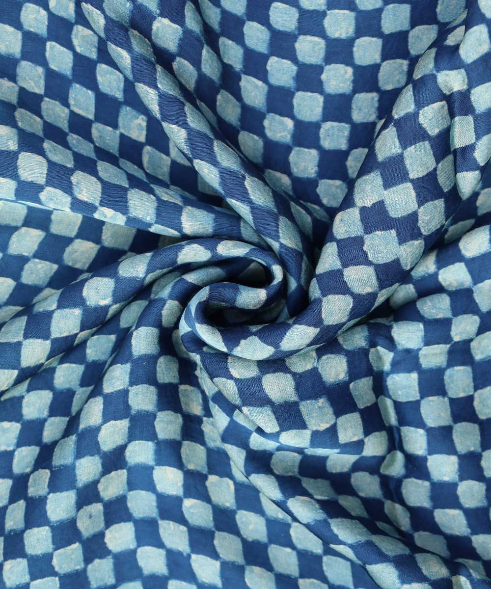 TGL Blue white hand block print modal fabric