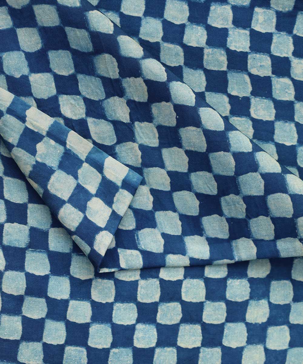 TGL Blue white hand block print modal fabric