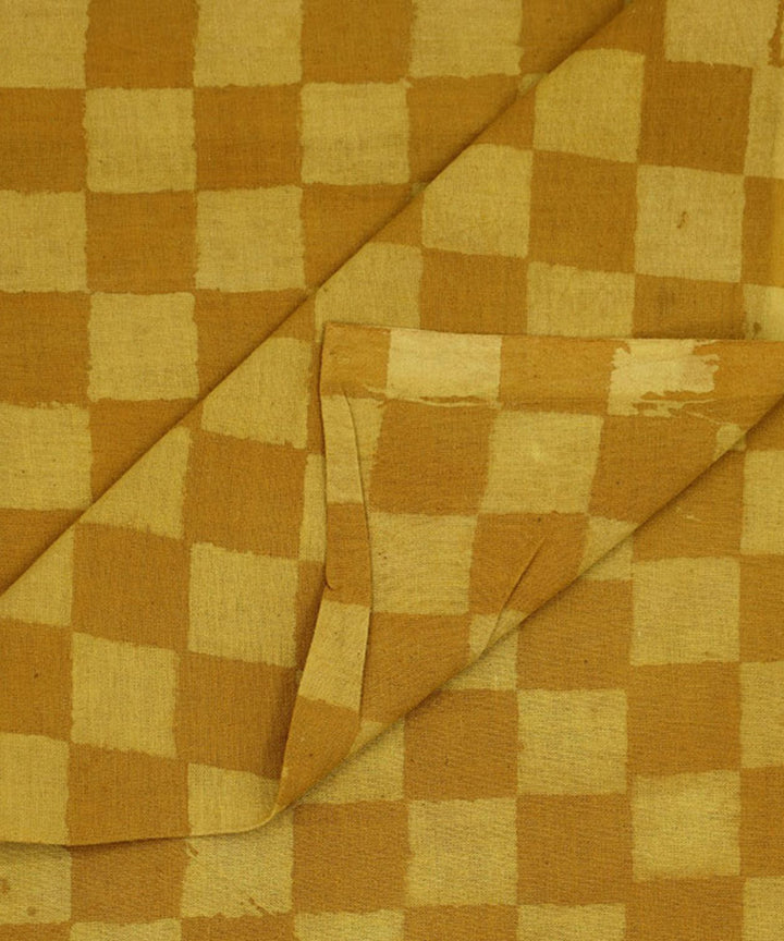 Yellow light yellow handwoven  block print fabric