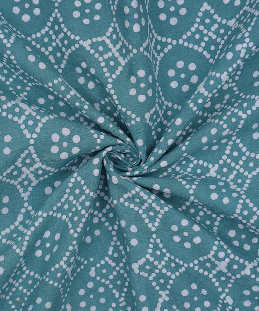 Light green white hand printed cotton batik print fabric