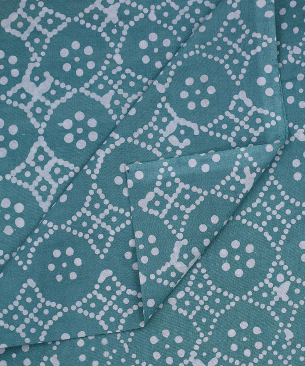 Light green white hand printed cotton batik print fabric