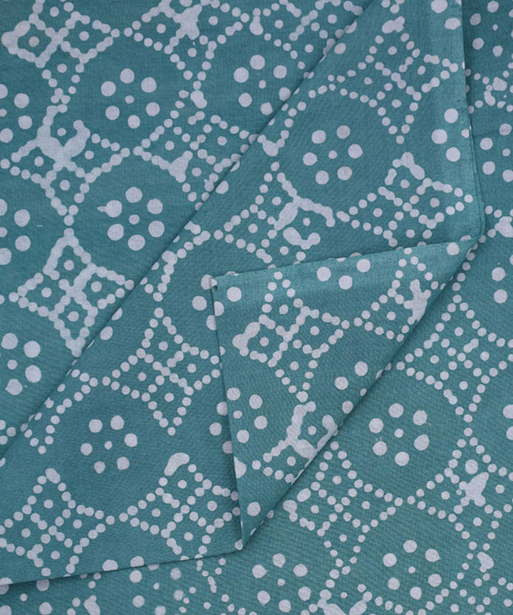 Light green white hand printed cotton batik print fabric