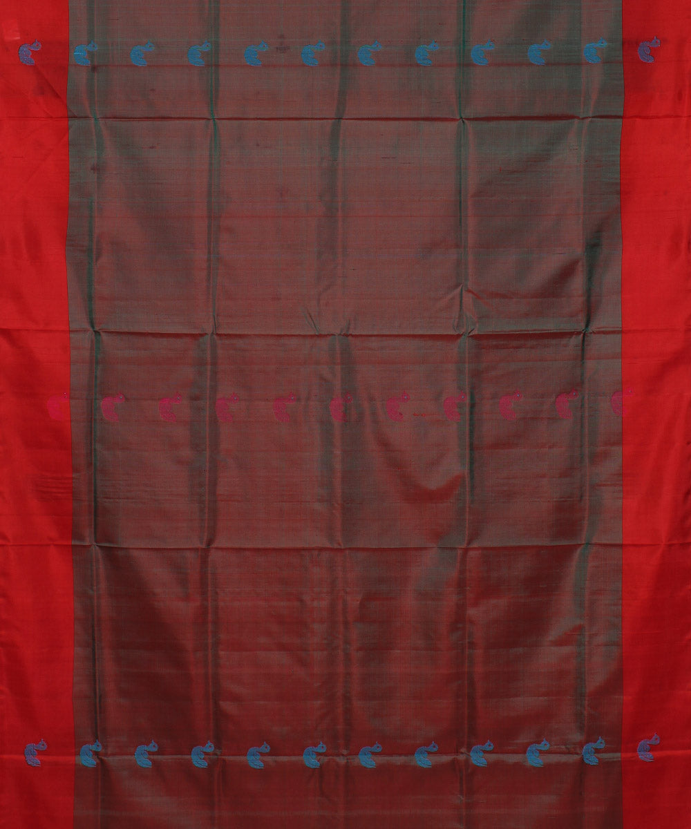 Maroon red gold zari pallu handwoven karnataka silk saree