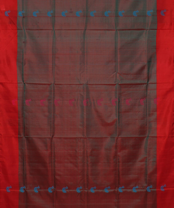 Maroon red gold zari pallu handwoven karnataka silk saree