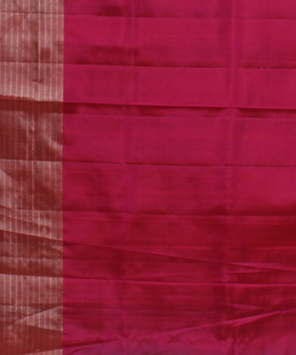 Dark green pink gold pallu handwoven karnataka silk saree