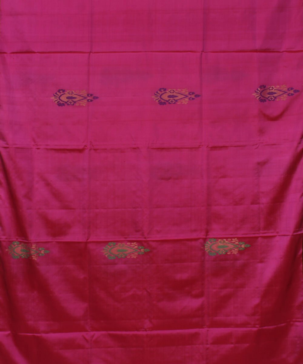 Pink green pallu handwoven karnataka silk saree