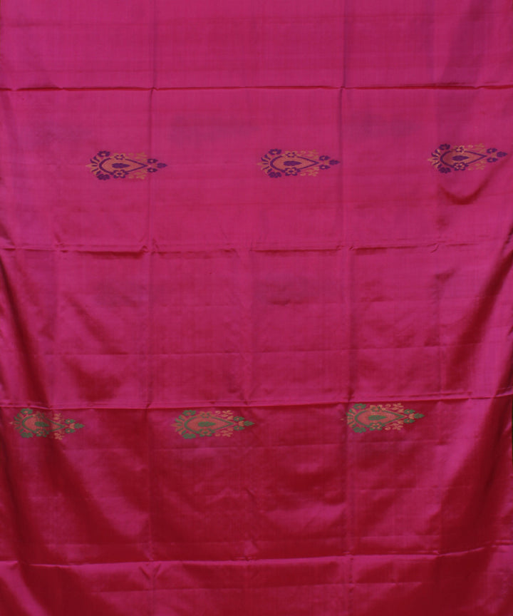 Pink green pallu handwoven karnataka silk saree