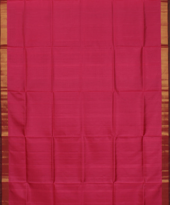 Pink dark green pallu handwoven karnataka silk saree