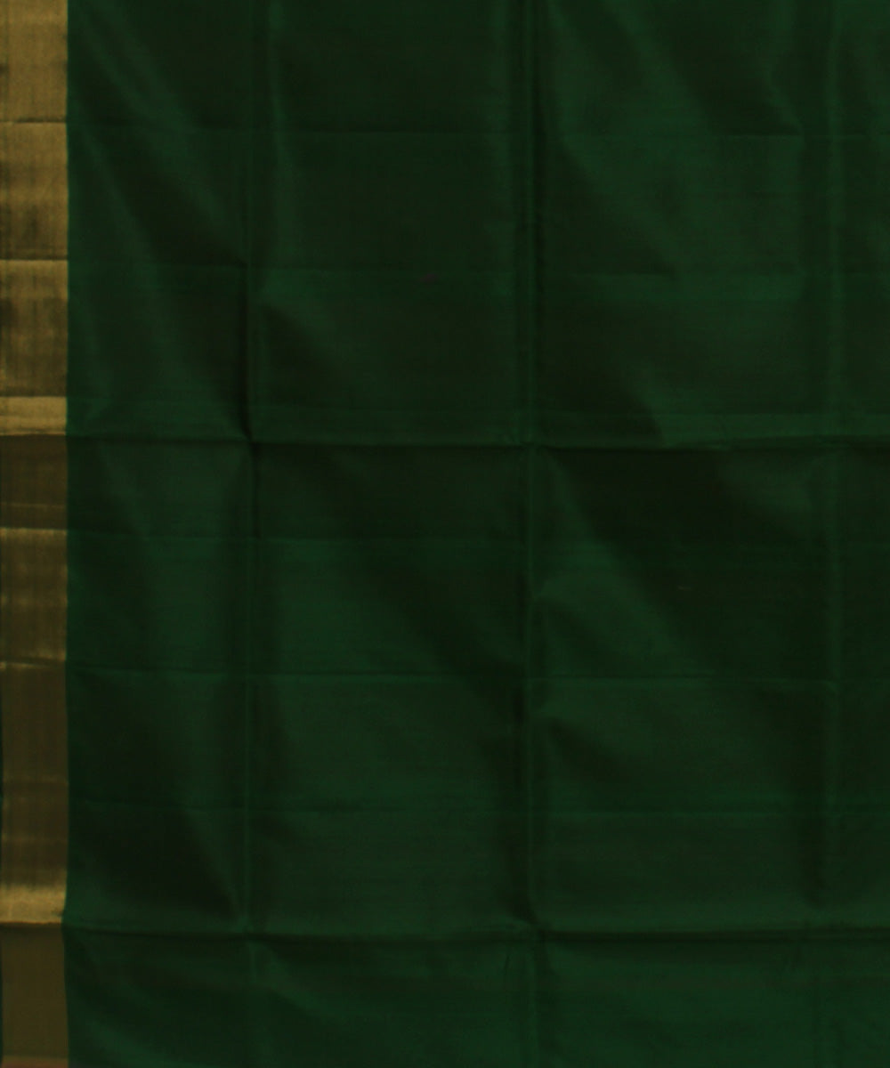 Pink dark green pallu handwoven karnataka silk saree