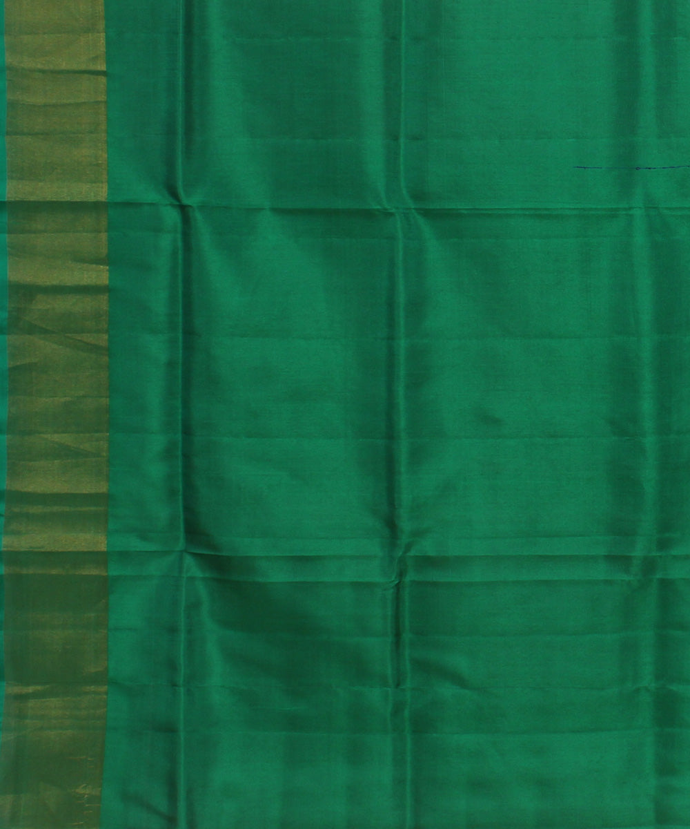 Peach green pallu handwoven karnataka silk saree