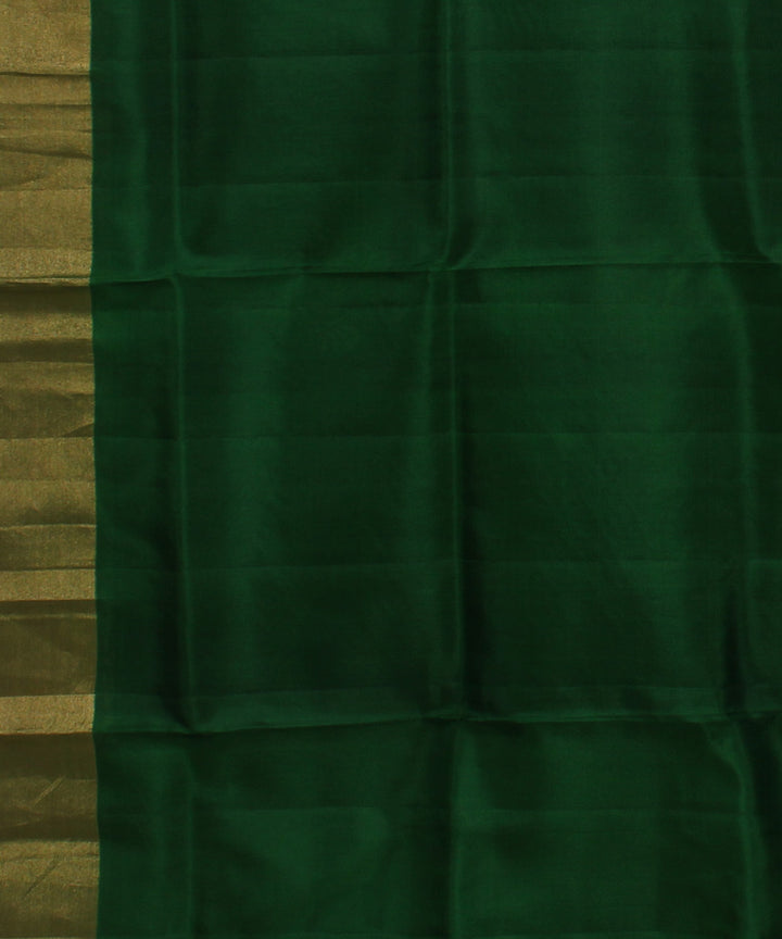 Navy blue dark green pallu handwoven karnataka silk saree