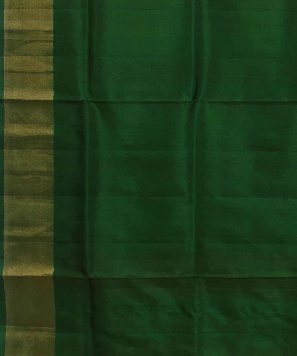 Orange dark green handwoven karnataka silk saree