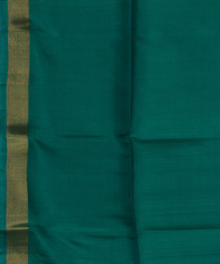 Cream cyan green handwoven karnataka silk saree