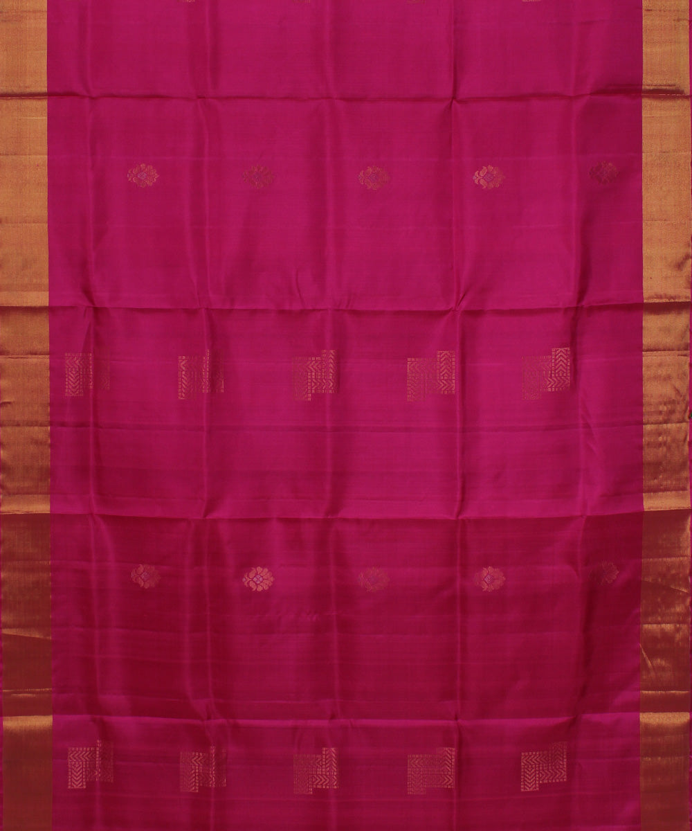Pink turquosi handwoven karnataka silk saree