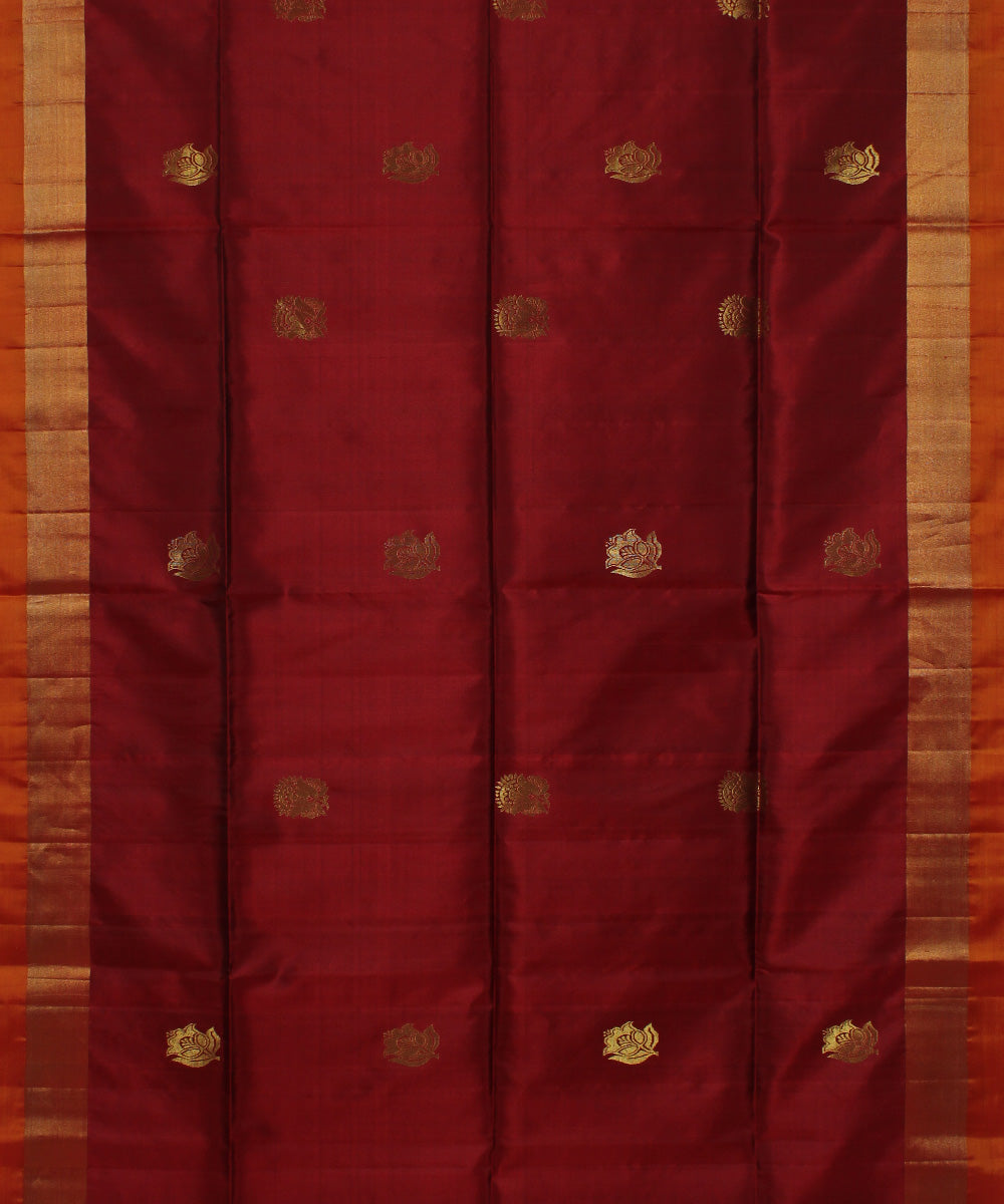 Maroon mustard handwoven karnataka silk saree