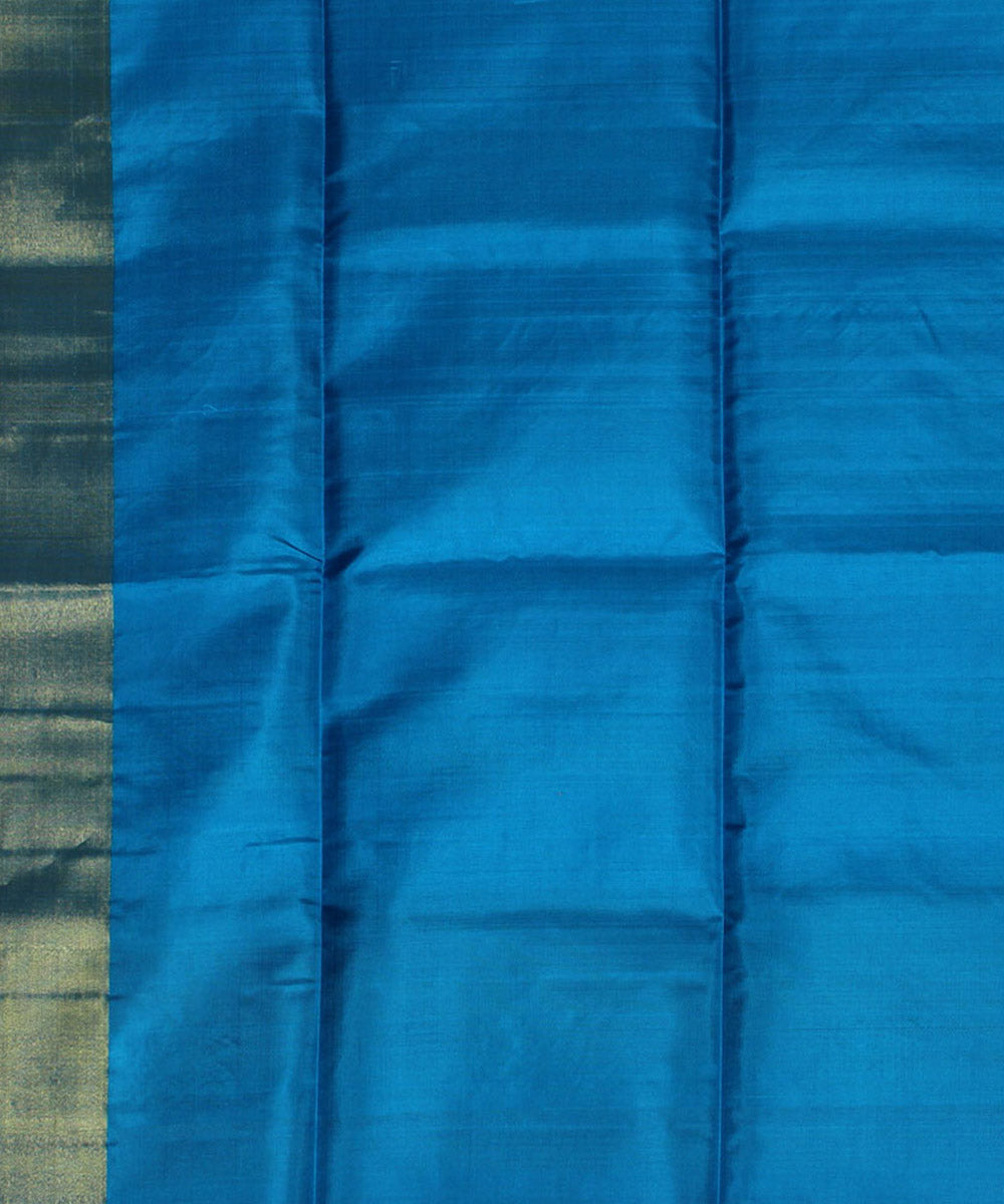 Yellow cyan blue handwoven karnataka silk saree