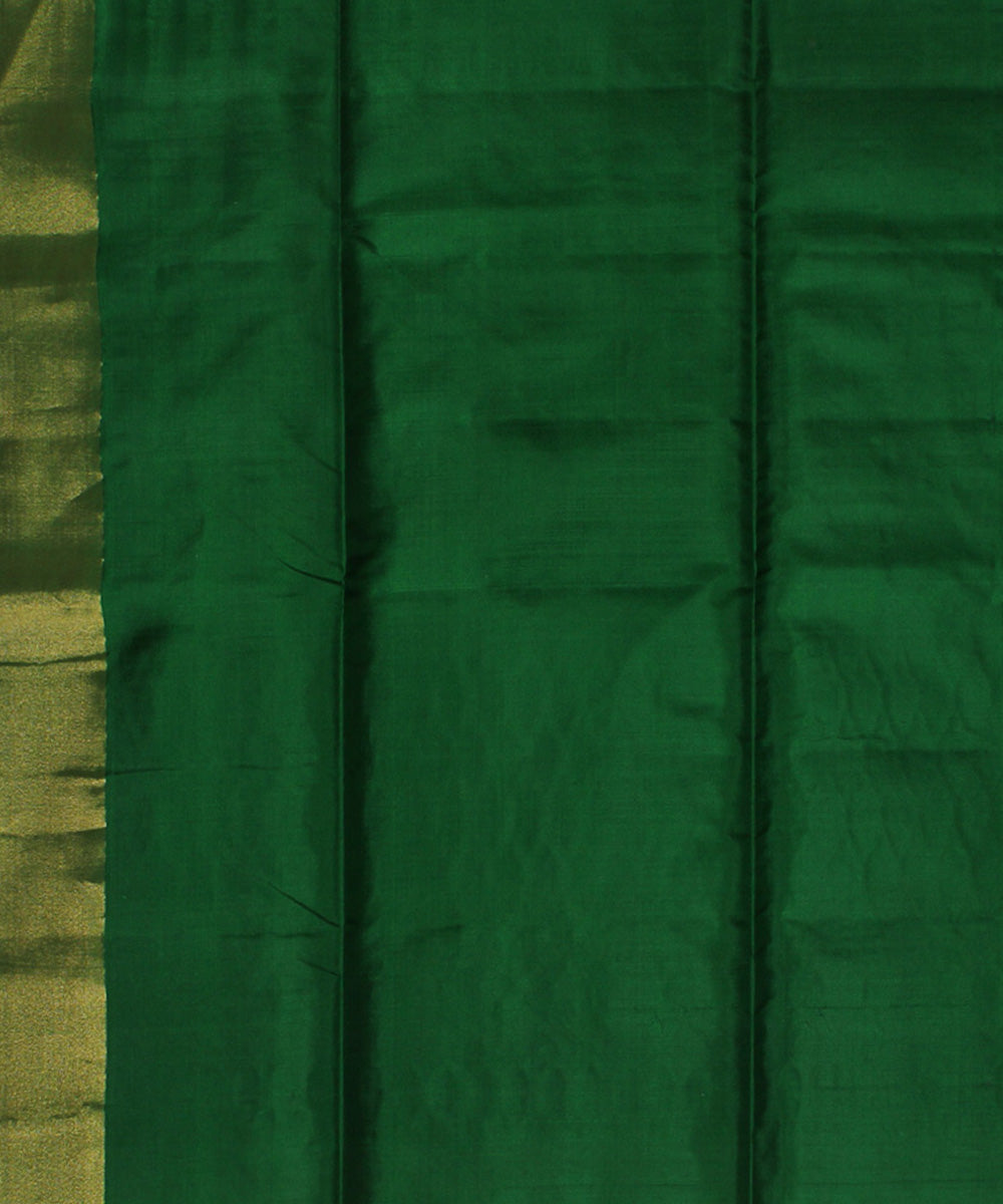 Beige green handwoven karnataka silk saree