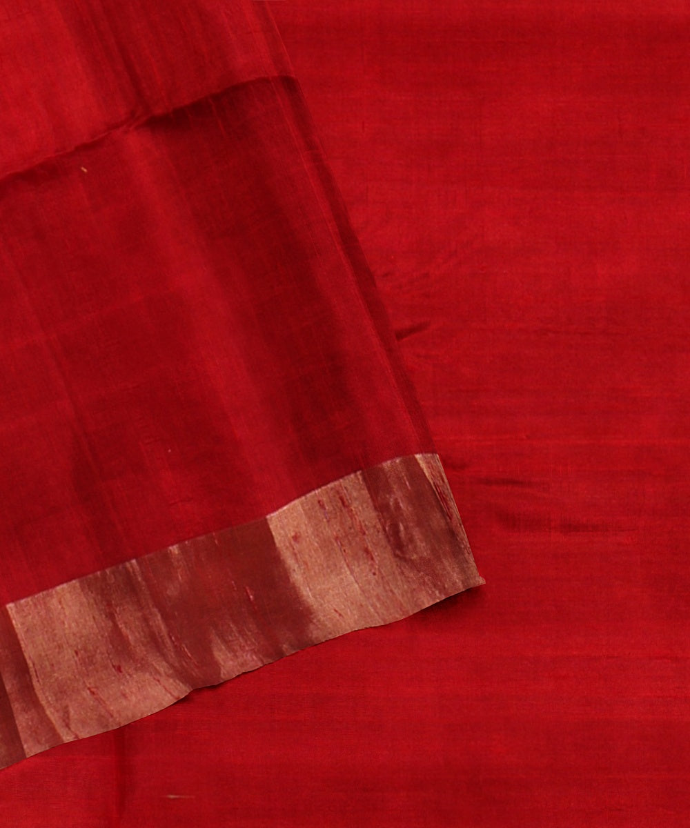 Orange red pallu handloom karnataka silk saree