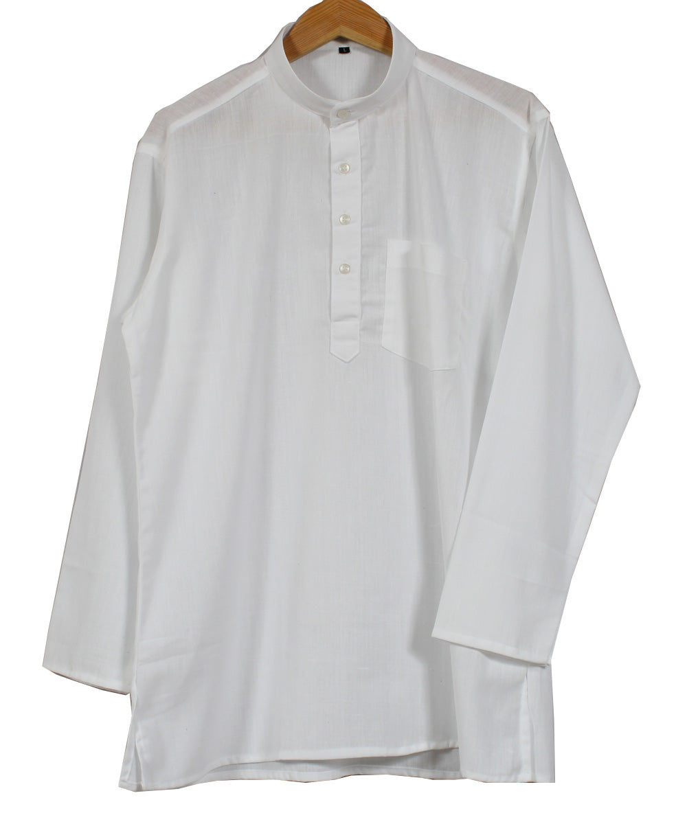 White handwoven khadi cotton long kurta