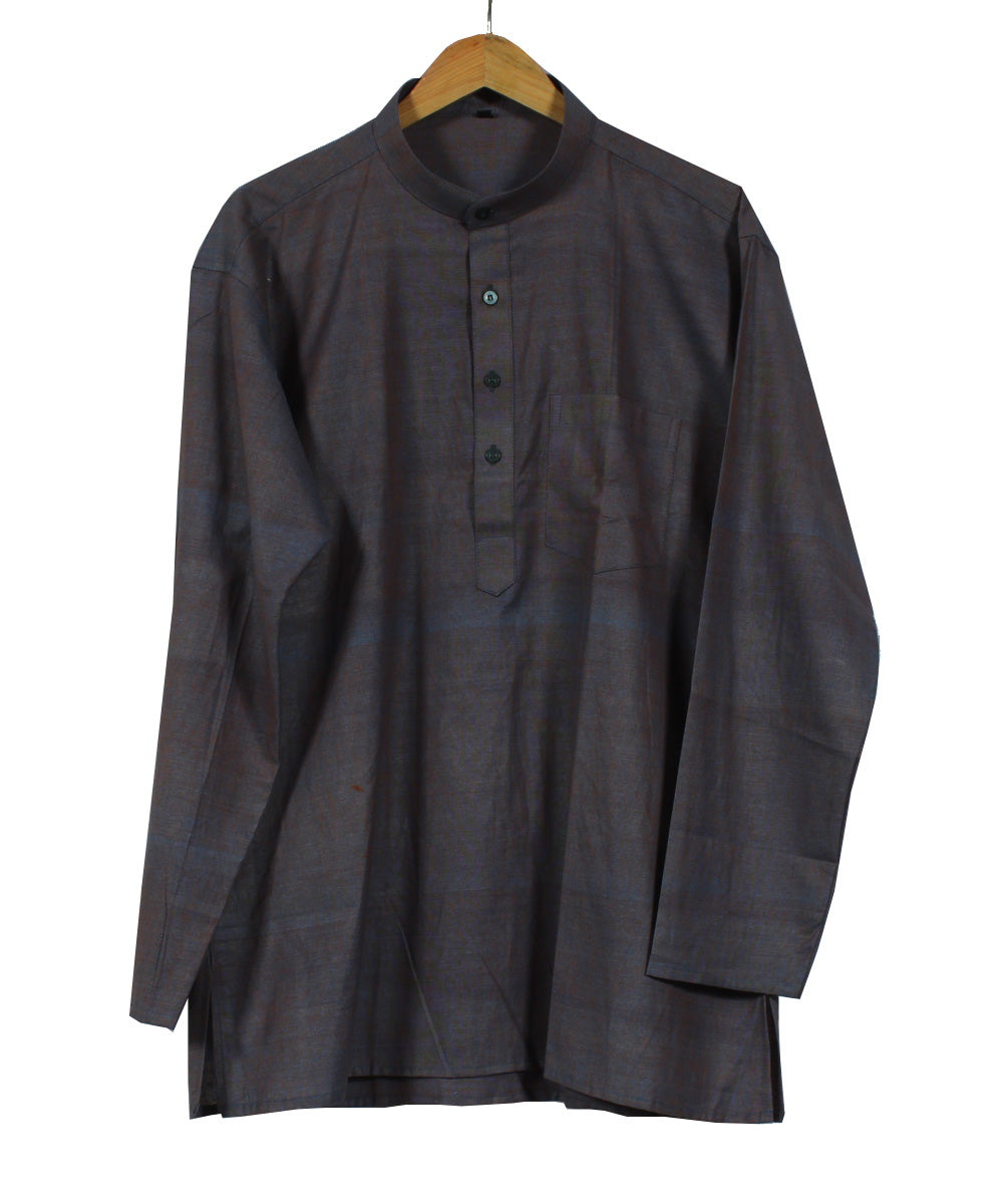 Grey handwoven khadi cotton long kurta
