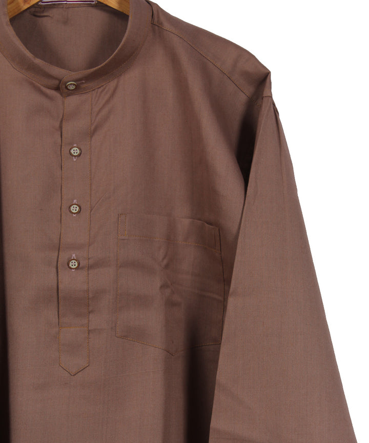 Brown hand woven khadi cotton long kurta