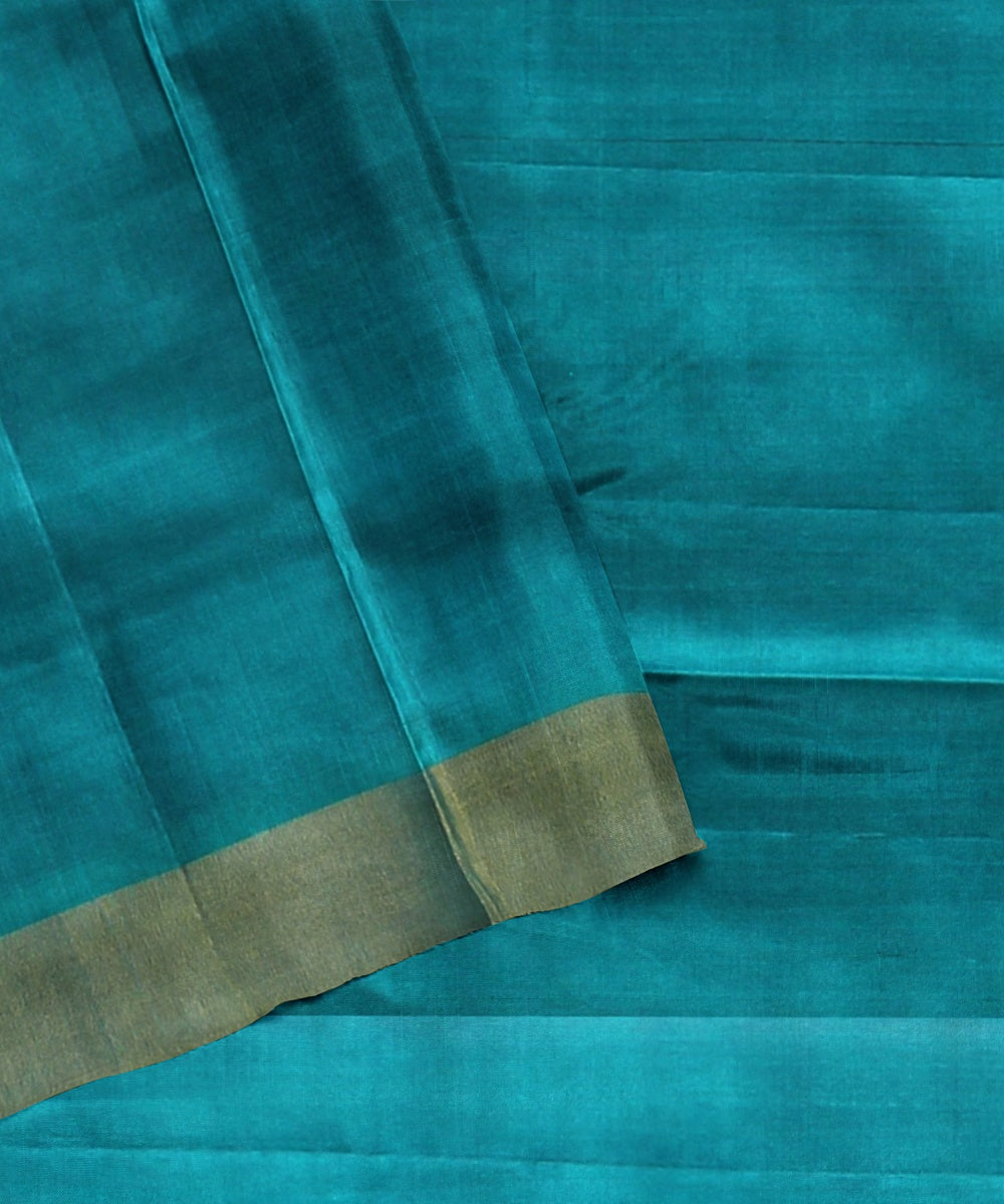 Pink cyen blue silk handloom karnataka saree