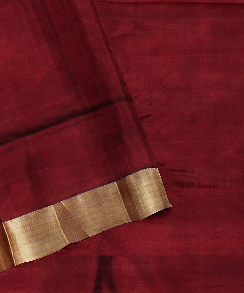 Orange maroon pallu silk handloom karnataka saree