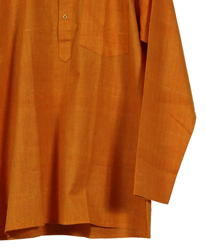 Yellow handwoven khadi cotton long kurta