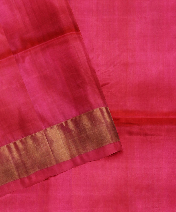 Orange pink pallu silk handloom karnataka saree