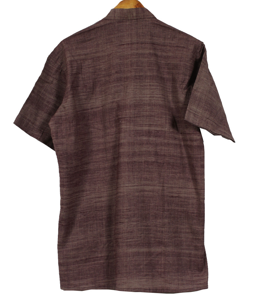 Grey maroon handwoven khadi cotton long kurta