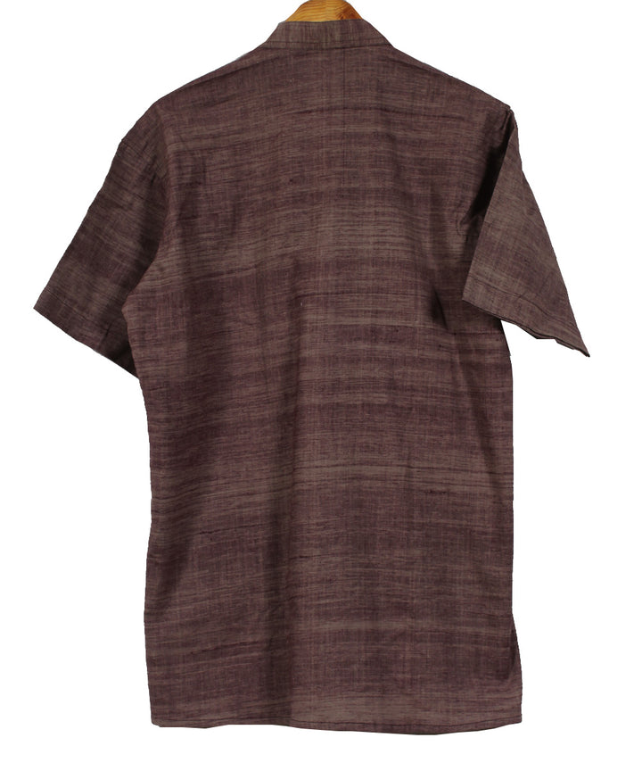 Grey maroon handwoven khadi cotton long kurta