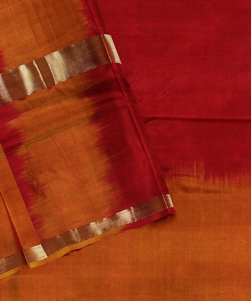 Beige orange red pallu silk handloom karnataka saree