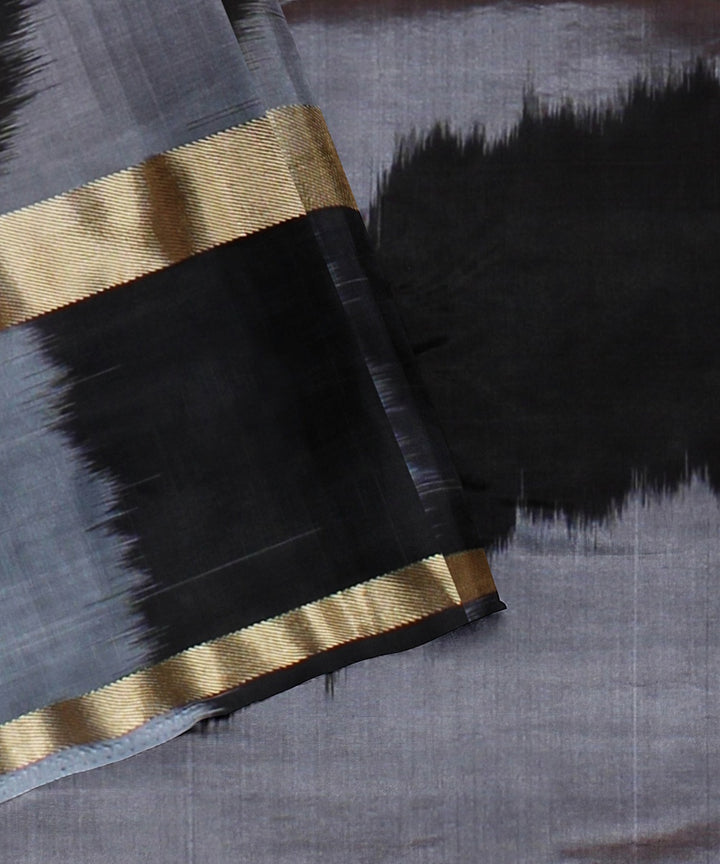 Orange grey black pallu silk handloom karnataka saree