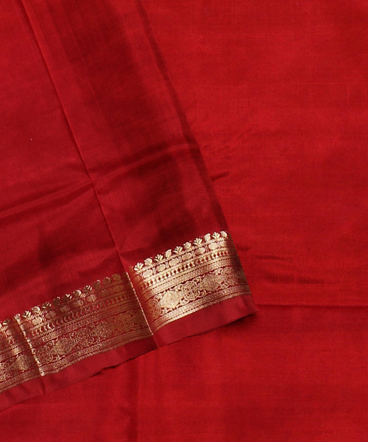 Orange red pallu karnataka silk handloom saree