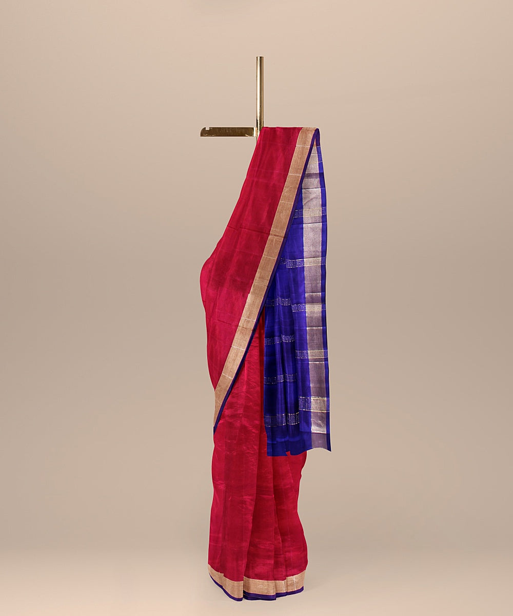 Pink purple pallu handloom karnataka silk saree