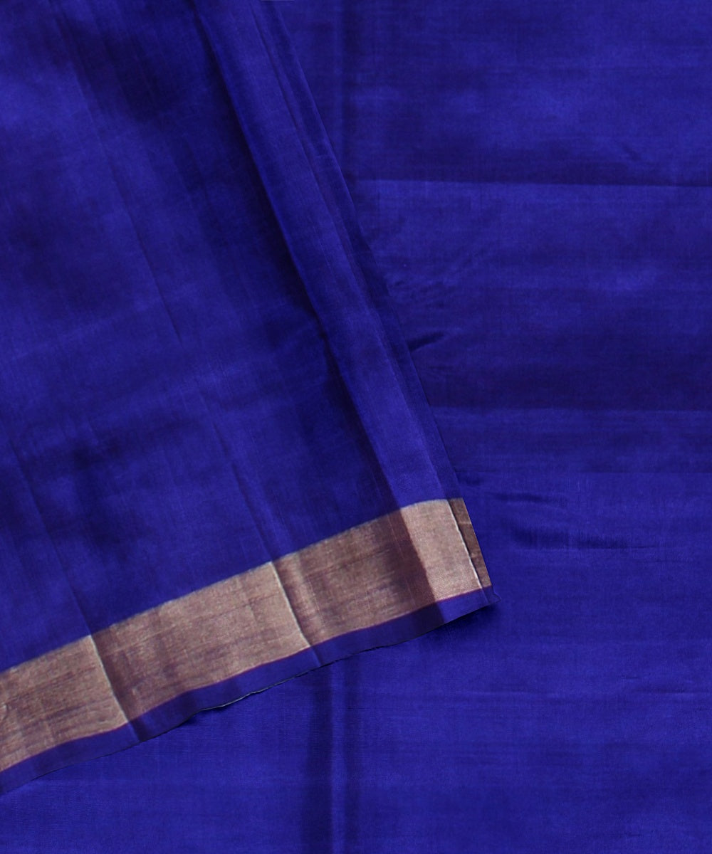 Cyan blue purple pallu handloom karnataka silk saree