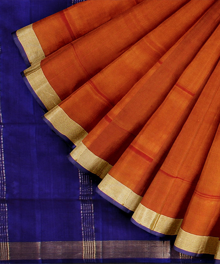 Orange purple pallu silk handloom karnataka saree