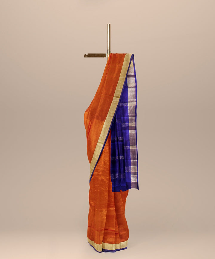 Orange purple pallu silk handloom karnataka saree