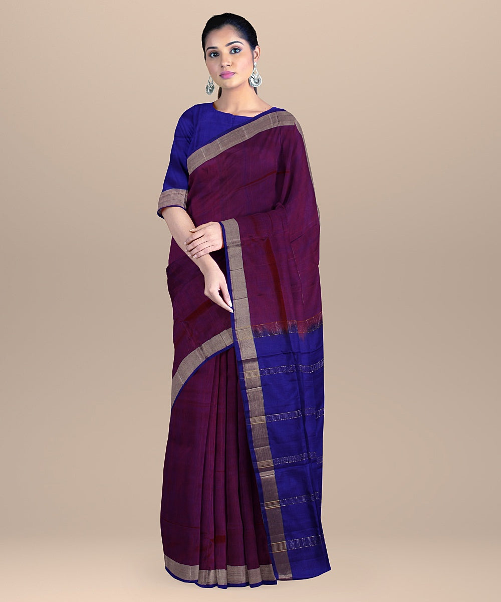 Pink purple pallu silk handloom karnataka saree